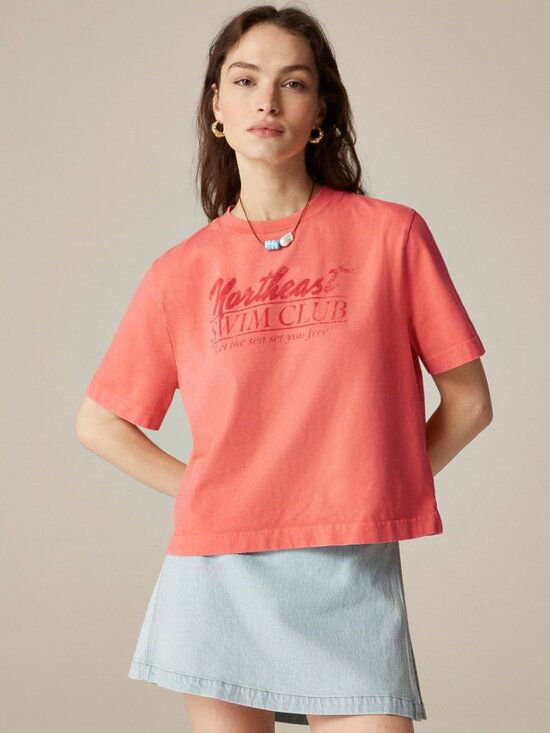 J. Crew Tops - J. Crew Relaxed Premium-Weight "Northeast Swim Club" Graphic T-Shirt